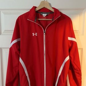 Under Armour red/white full zip light jacket medium loose fit